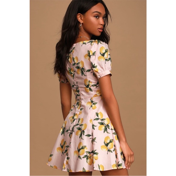 Squeeze the Day Light Pink Lemon
Print Puff Sleeve Skater Dress - Picture 4 of 5